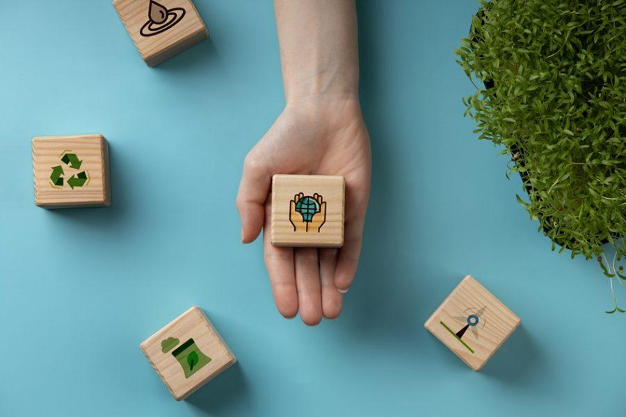 környezetvédelmi ipar, kockák, kéz